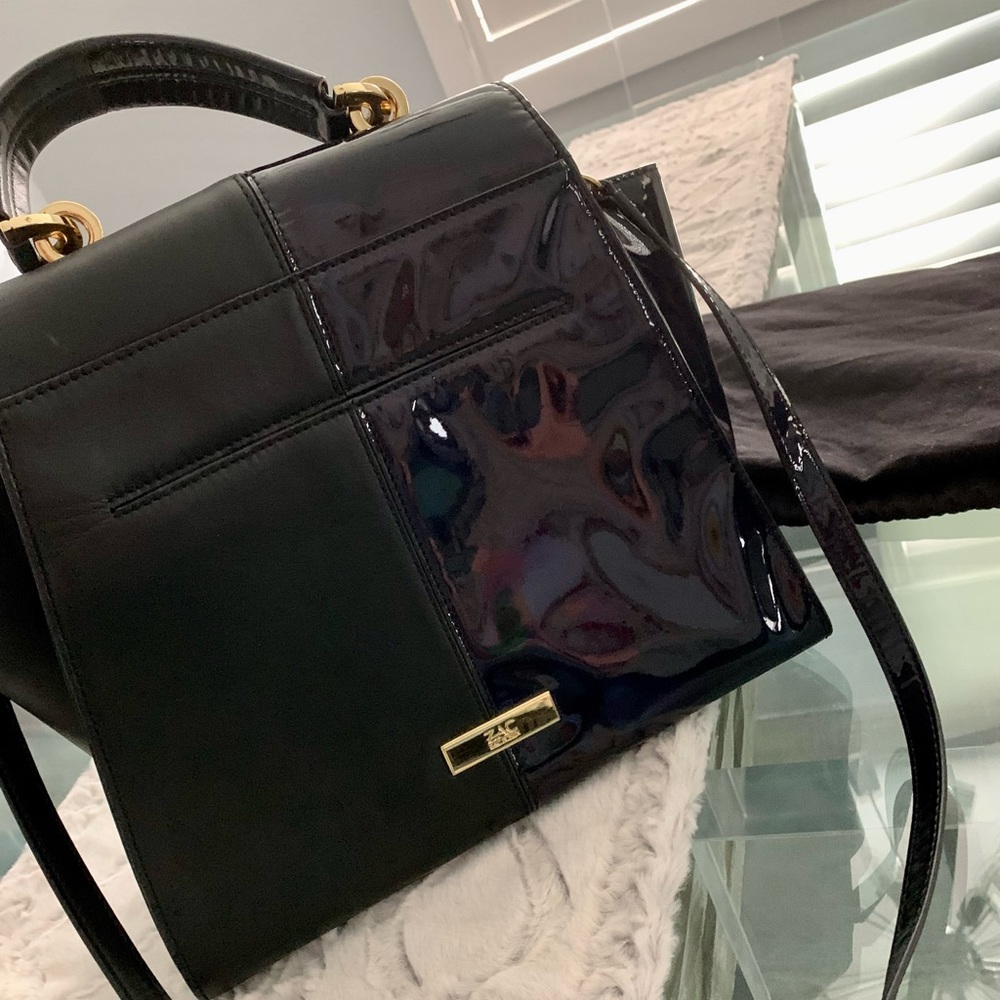 Zac Posen Eartha Iconic Top Handle Black patent leather Bag 💼